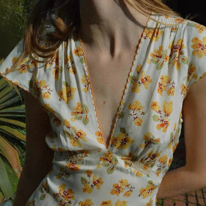 Floral Print Silk Short Dress