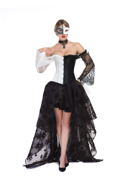 New two-piece suit skirt European and American chest support lace mid sleeve court corset