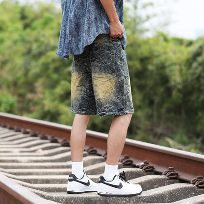 Make vintage American jacquard five quarter summer thin shorts