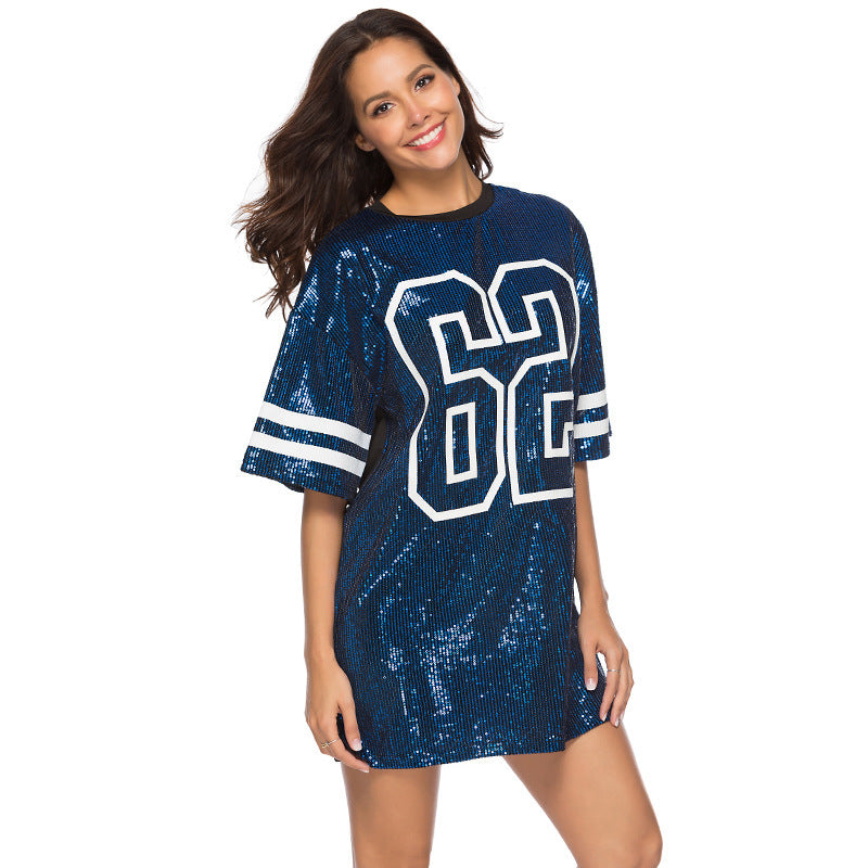 Casual los Shirt-jurk met pailletten