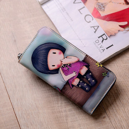 Leren portemonnees met print voor dames