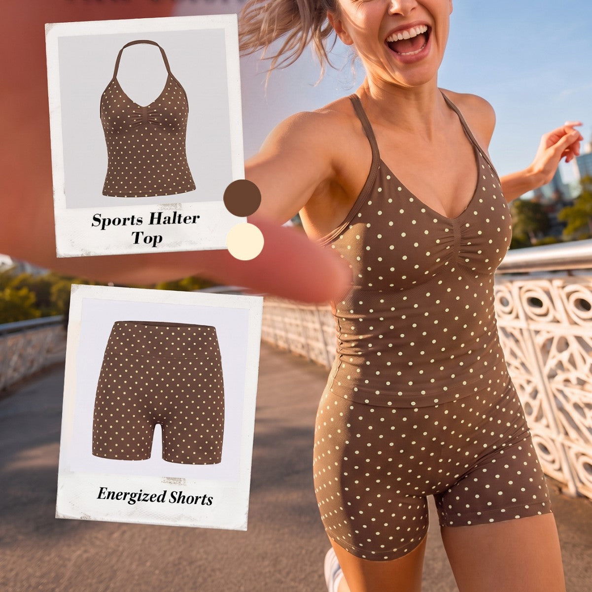 Yoga Fitness Set Halter Neck Top High Waisted Shorts