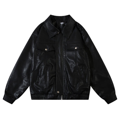 Heren casual Amerikaanse stijl losse PU-leren jacket
