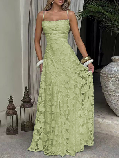 Elegant Suspender High Waist Long Dress