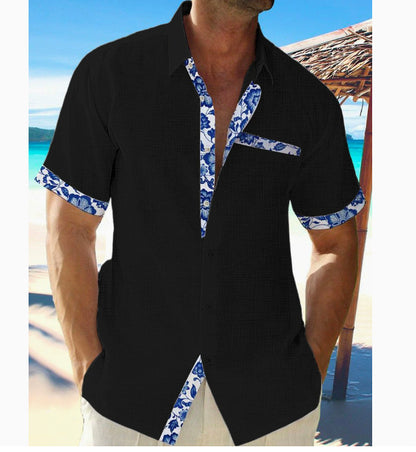 Casual Overhemd Met Korte Mouwen En Contrastkleur