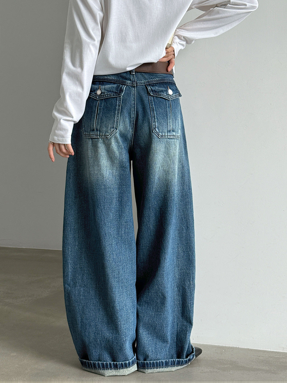 Vintage High Waist Wide Leg Denim Pants