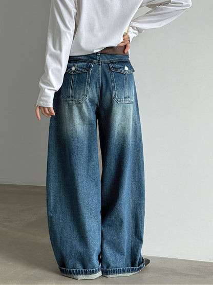 Vintage High Waist Wide Leg Denim Pants