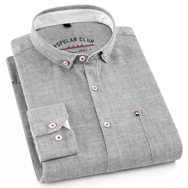 Men's Cotton Linen Square Collar Long Sleeve Cardigan