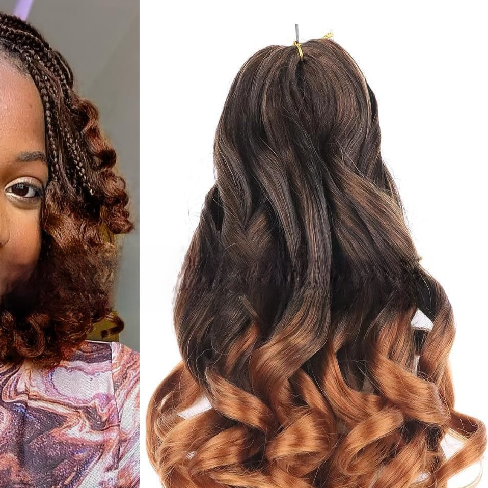 Synthetic fiber wig with long wavy hair