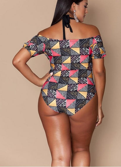 Geometrische badpak plus size dames
