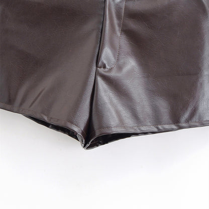 Stoere leren shorts met wijde pijpen voor dames