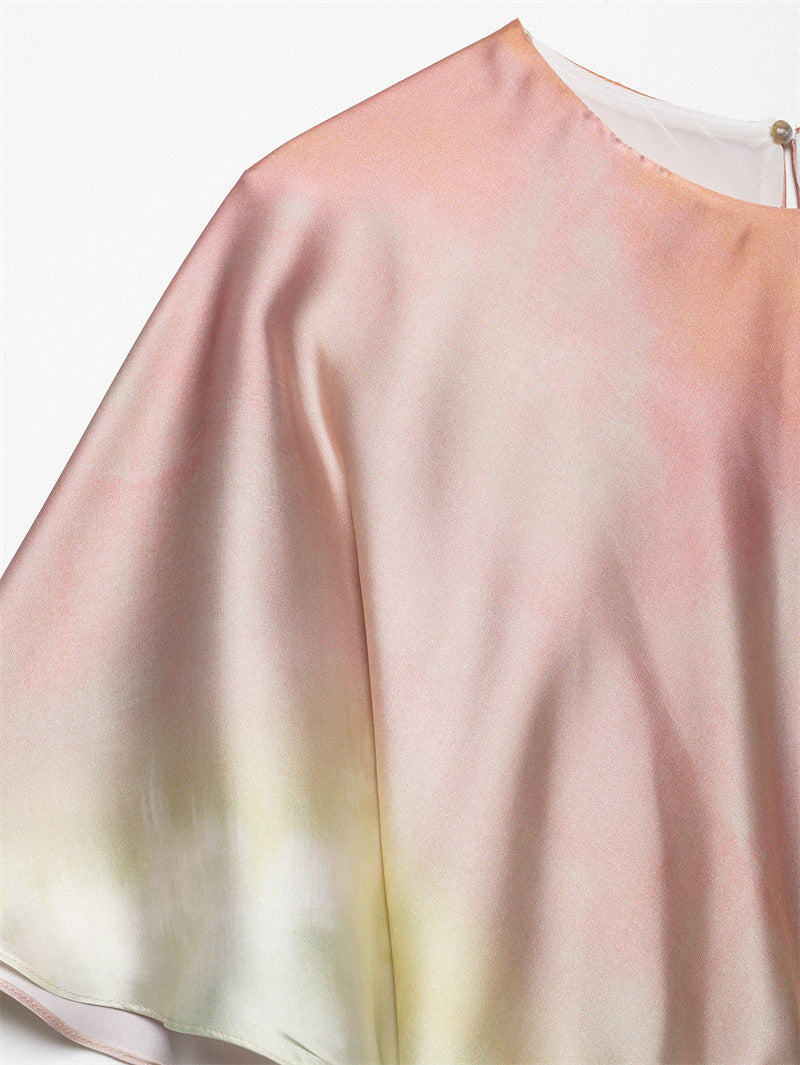 New summer tie dye printed MIDI dress