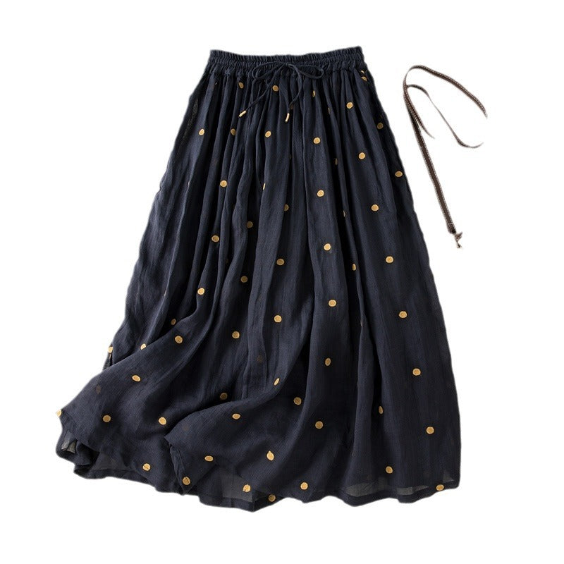 cotton and linen long skirt