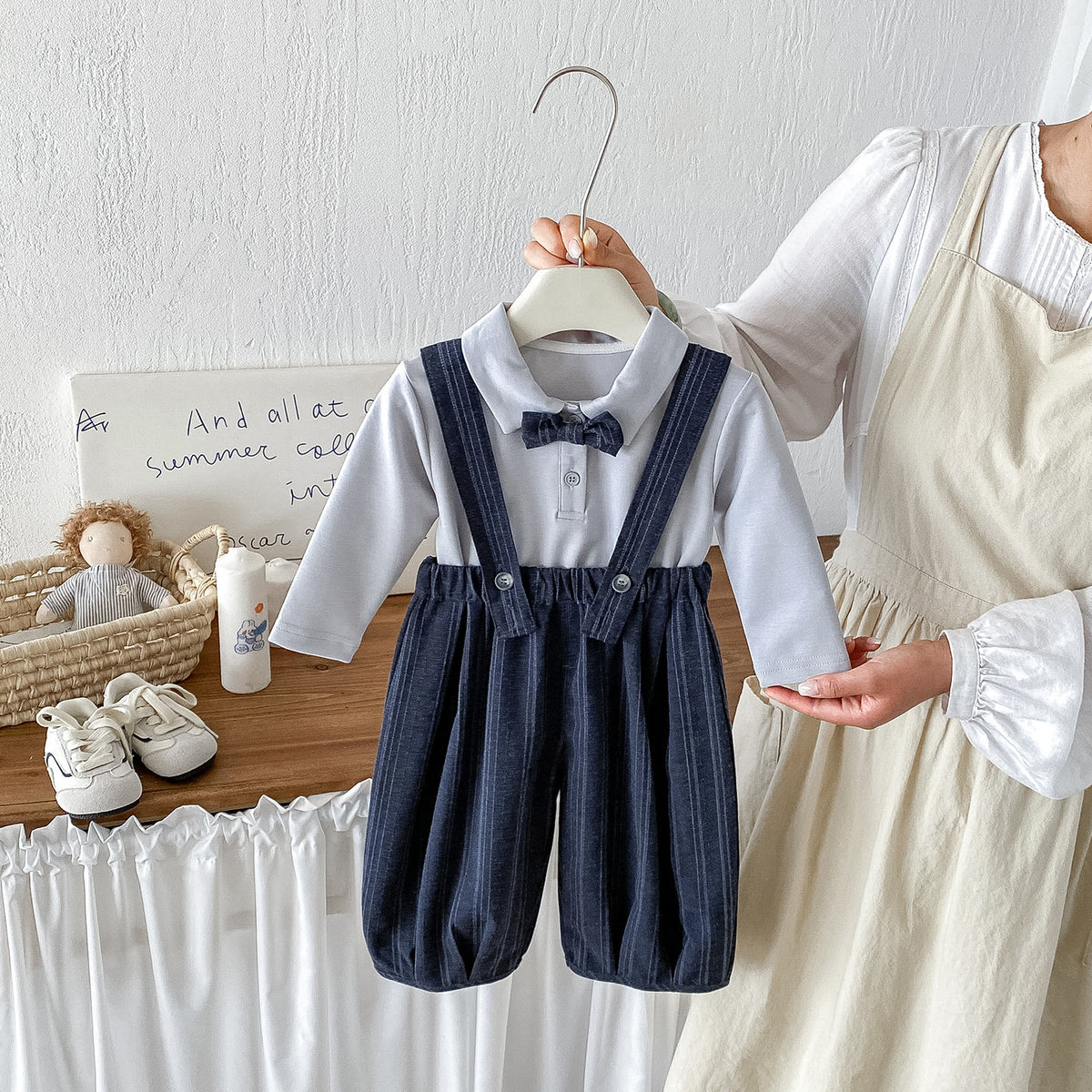 Baby Boy Gentleman Suit Set with Bow Tie