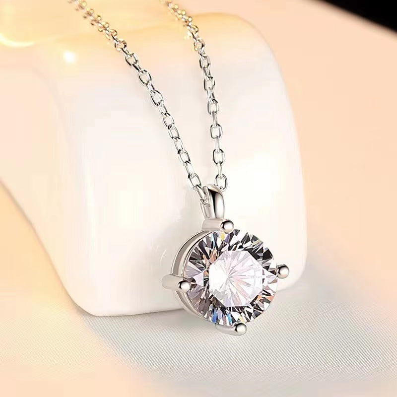 Vierklauwige enkele diamant 1 karaat Moissanite S925 zilveren ketting