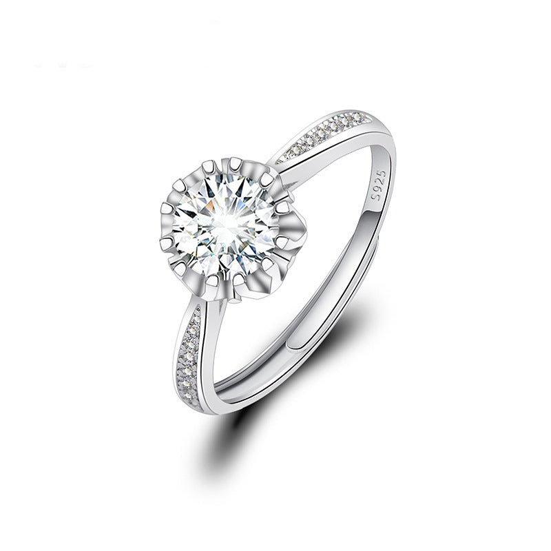 Adjustable Cubic Zirconia Ring Women Classic Six Claw Design