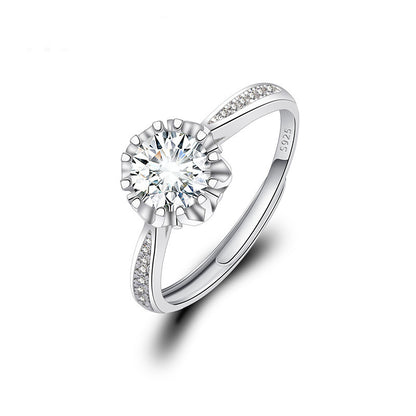 Adjustable Cubic Zirconia Ring Women Classic Six Claw Design