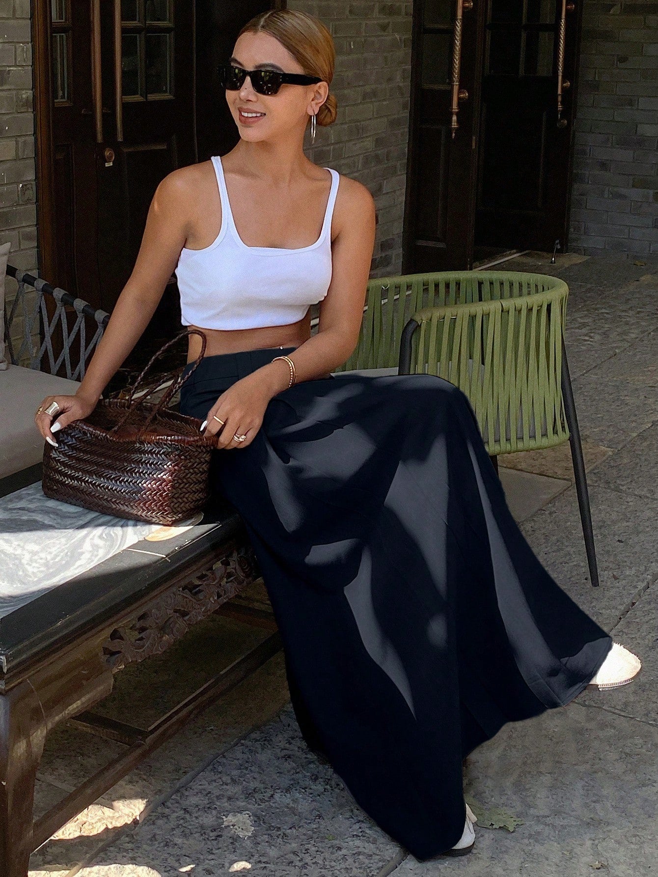 Multifunctionele effen A-lijn lange casual rok