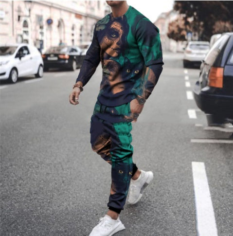 Ronde hals T-shirt Lange mouwen Sportbroek Tweedelige set