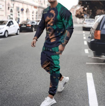 Ronde hals T-shirt Lange mouwen Sportbroek Tweedelige set