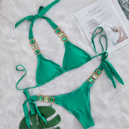 Crystal Diamond Bikini Two Piece Swimsuit