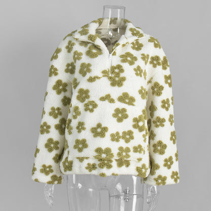 fleece floral sweatshirt
