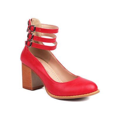 Retro Mary Jane Buckle Strap High Heel Shoes