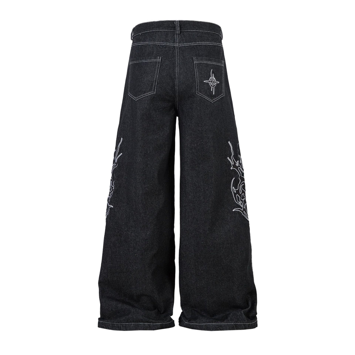 Retro Embroidered Denim Baggy Pants