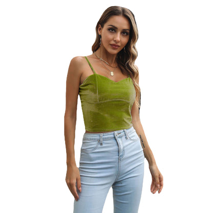 Women?s Sleeveless Halter Top, Cropped Belly-Baring Top