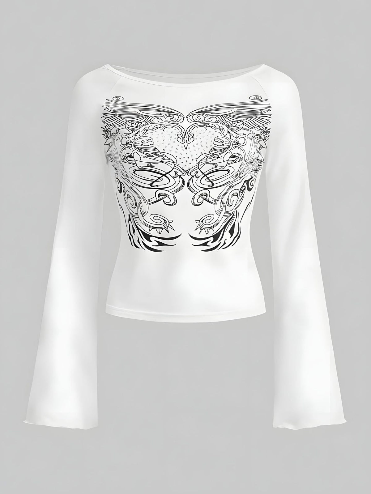 Big V-Neck Classic Micro Long Sleeve Top T-shirt
