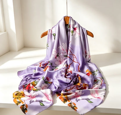 Women's Lijin Satin Scarf Floral Print Shawl