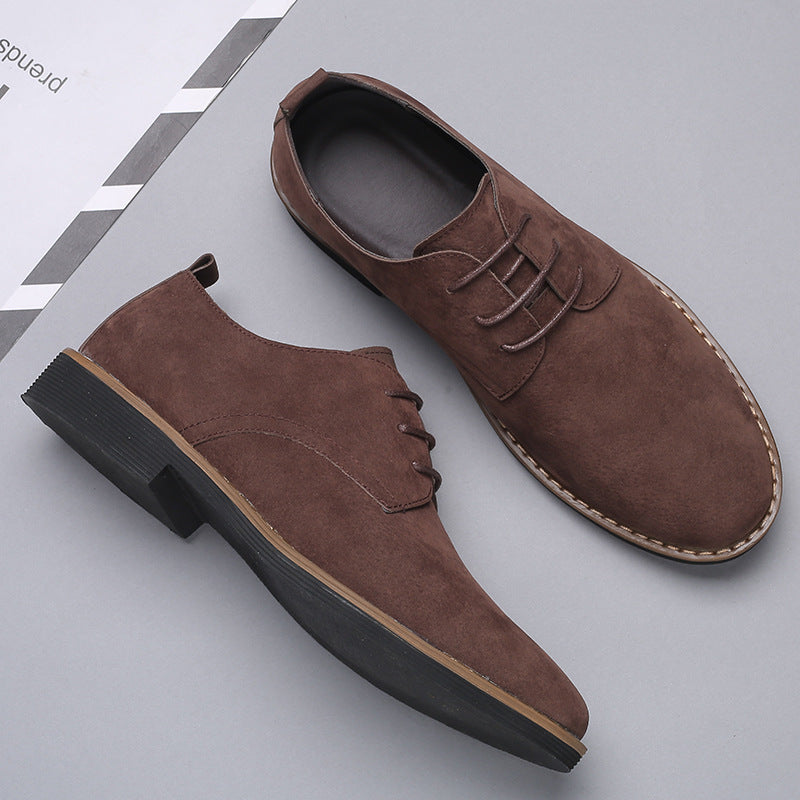 Men's Frosted Casual Work Shoes Multicolor Men's Leather Shoes Lace-Up Fashion Trend Large Size Shoes