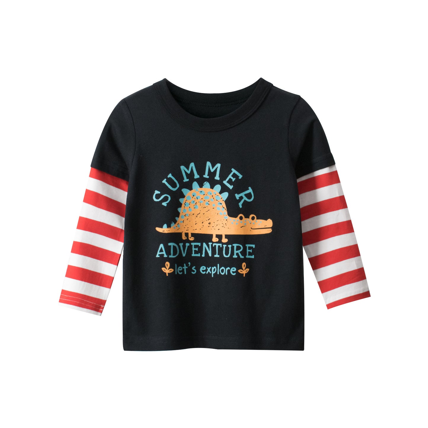 2-IN-1 look kinder T-shirt met print en strepen
