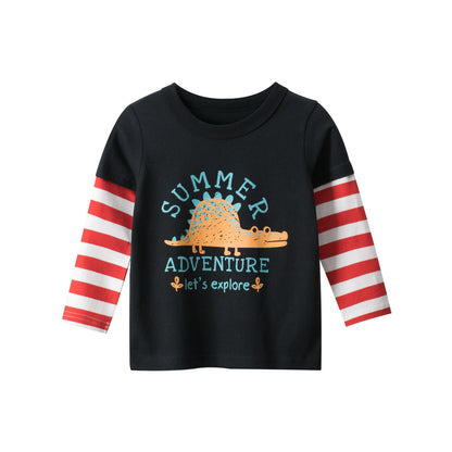 2-IN-1 look kinder T-shirt met print en strepen
