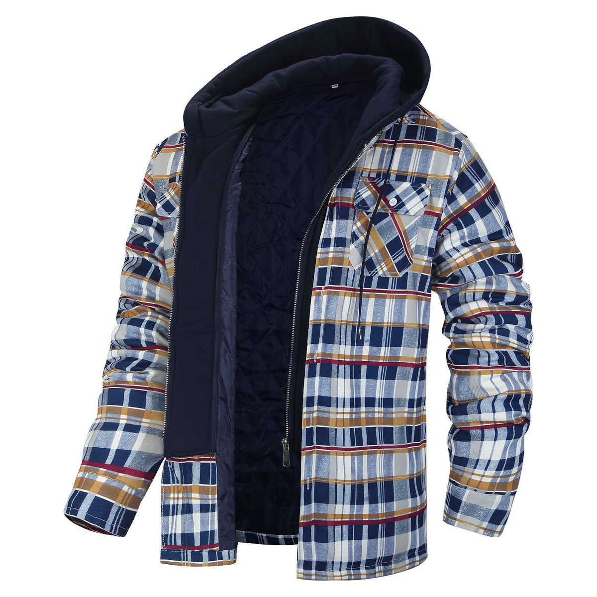 Autumn and Winter Cotton Outwear Plaid Long-Sleeved Loose Hooded Jacket