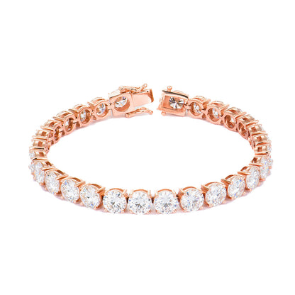 S925 Silver Rose Gold Plated Moissanite Classic Four-Claw Tennis Chain Bracelet