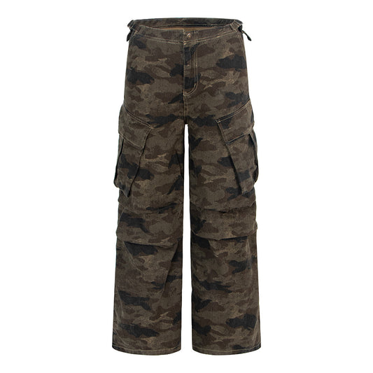 Geplooide camouflage cargo broek voor dames
