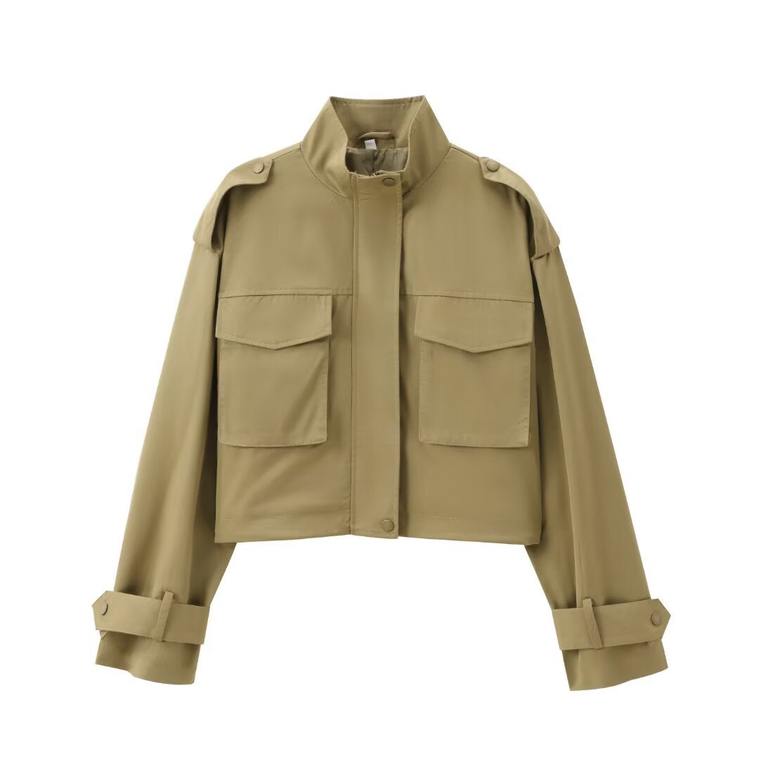 Women's Clothing Pocket Decorated Jacket + Pleated Pants Set