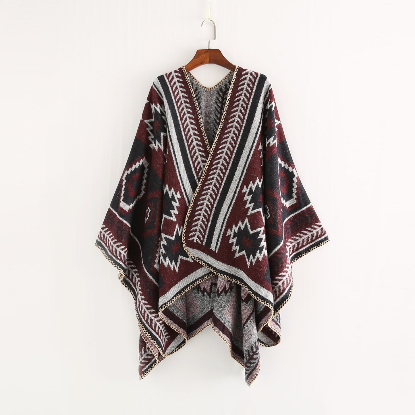 NEW Women Winter Boho Hooded Coat Cape Poncho Ladies Shawls Wrap Female Pashmina Plaid Cashmere Blanket Scarf