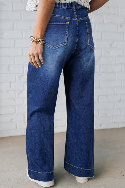 Jeans met acid wash-effect en vetersluiting plus size