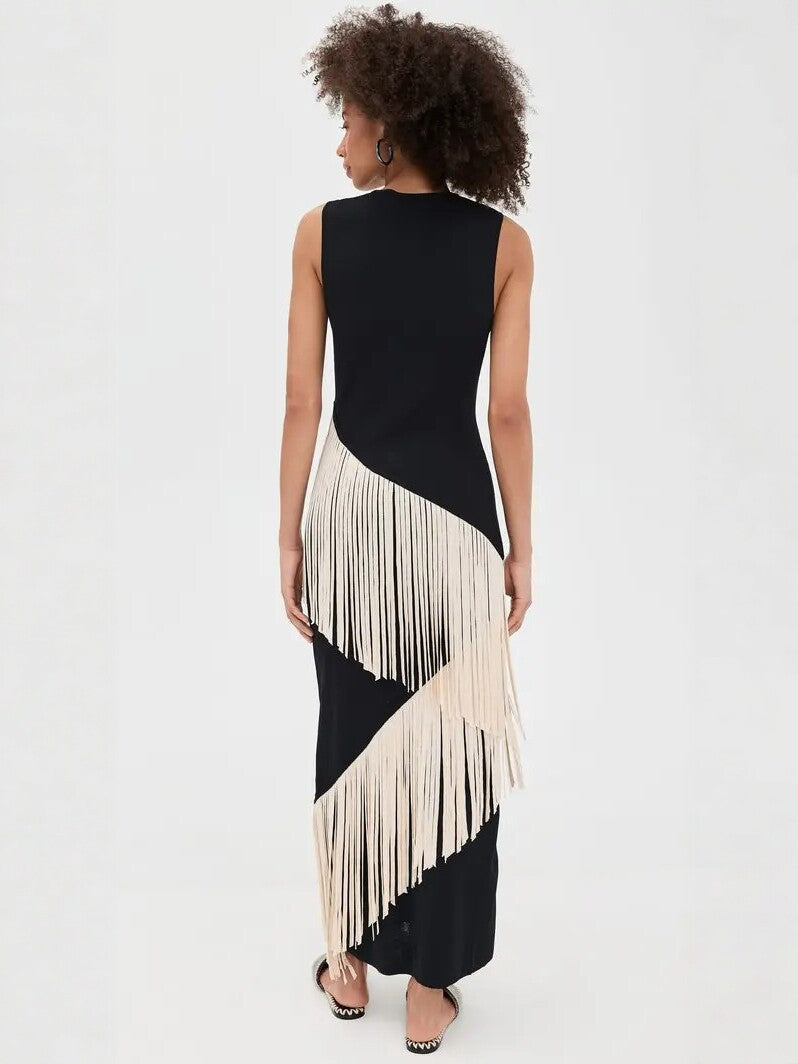Asymmetrical Tassel Sleeveless Bohemian Dress