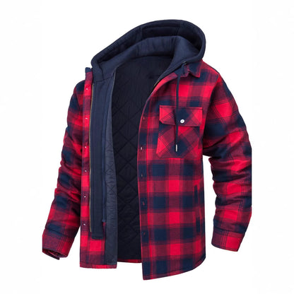 Autumn and Winter Cotton Outwear Plaid Long-Sleeved Loose Hooded Jacket