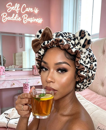 Leopard Print Plush Hair Headband with Bow