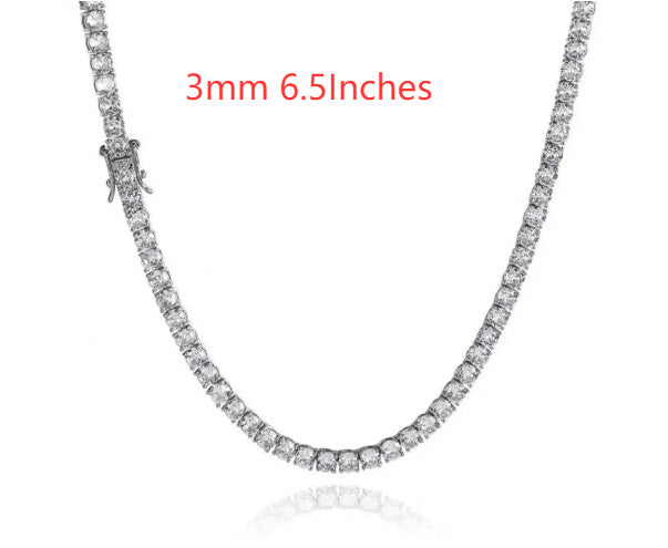 S925 Zilveren Moissanite Enkelrijige Tennisketting Unisex