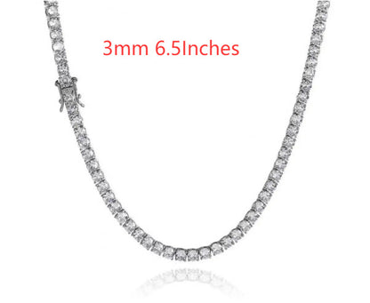 S925 Zilveren Moissanite Enkelrijige Tennisketting Unisex