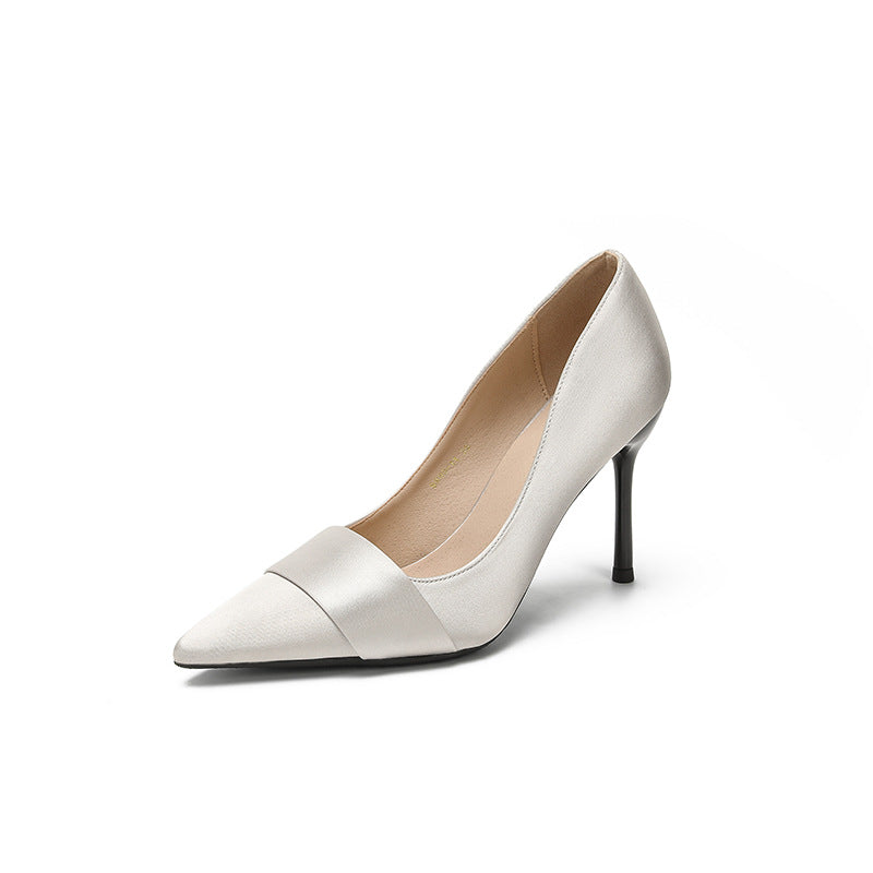 French Elegant Black High Heels Women's Stiletto Pointed Toe Shoes