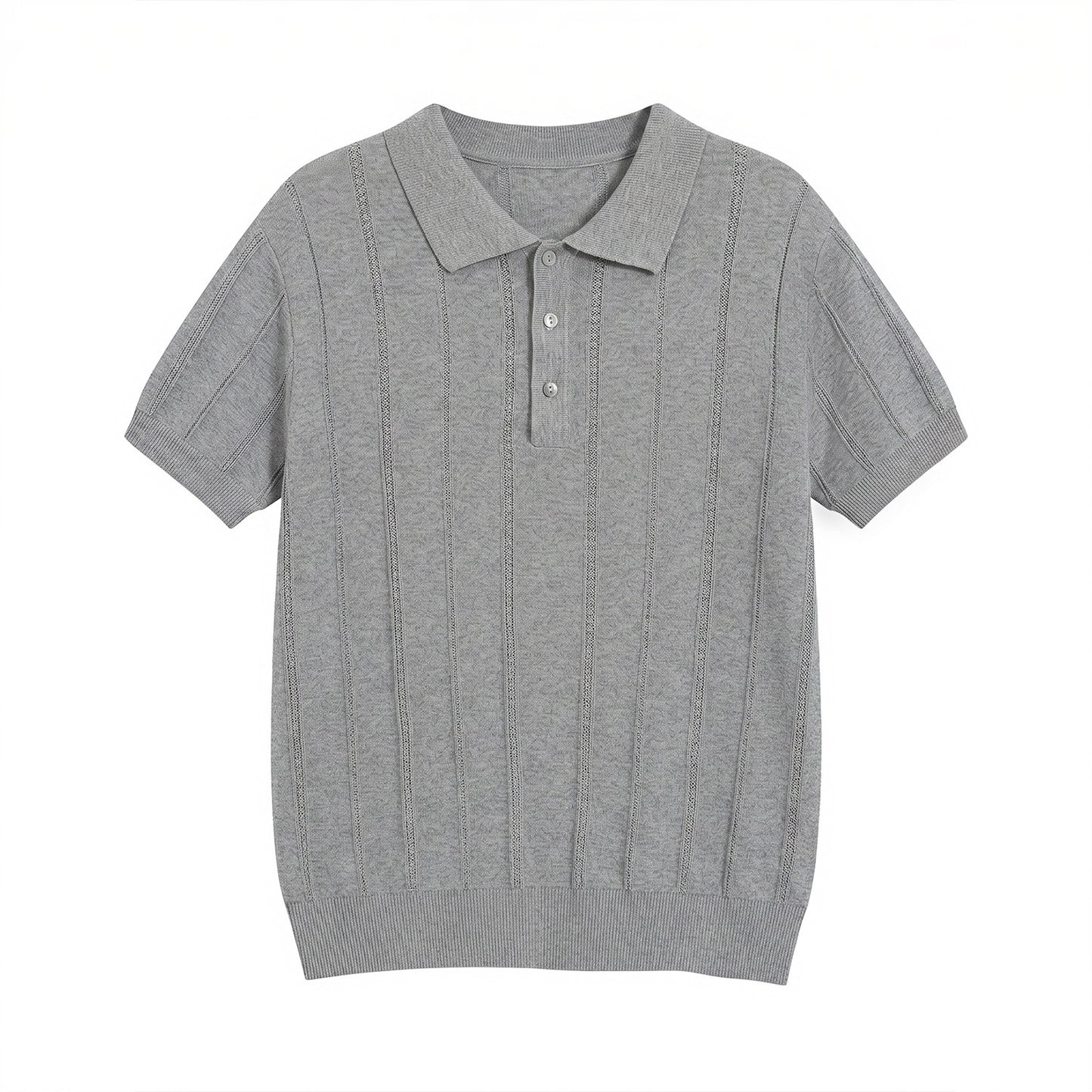 Classic Striped Knit Polo Shirt