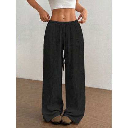 High Waist Wide Leg Cotton Trousers
