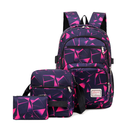 Casual Three-Piece Backpack Fashionable