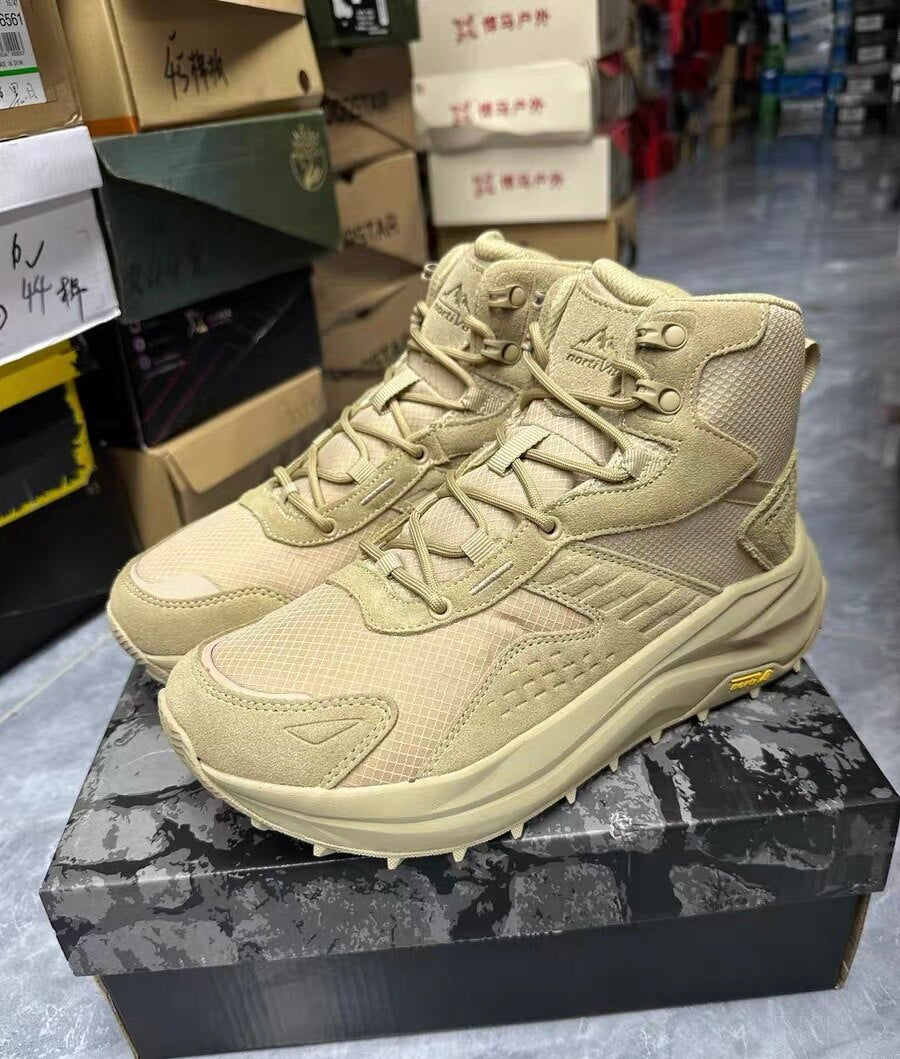 Men's Breathable Mid-High Top Outdoor Hiking Shoes with YKK Side Zipper